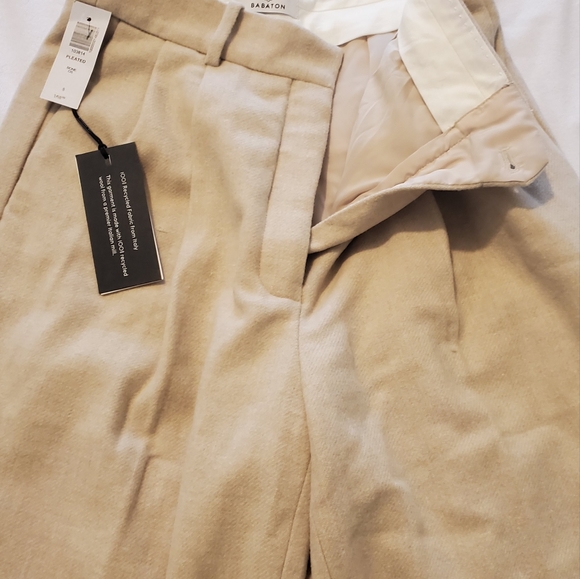 ARITZIA Babaton pleated pants in wool color bone size 6 NWT - Picture 3 of 3